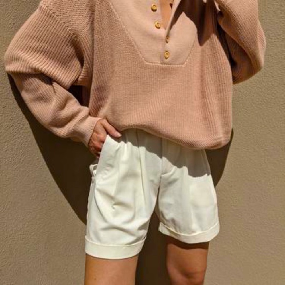 NA NIN cotton Henley sweater in rose pink